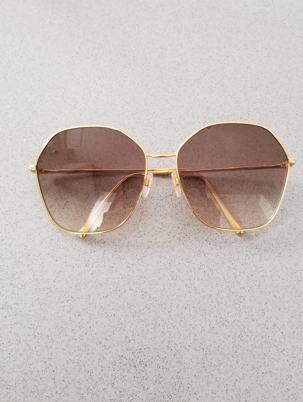 Givenchy Gold Frame Sunglasses with Brown Lenses and Crystal-Embellished Temples